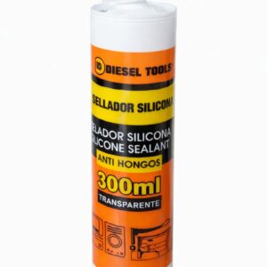 Sellador de Silicona Transparente Diesel Tools 300 ml Antihongos – Uso Profesional y Doméstico