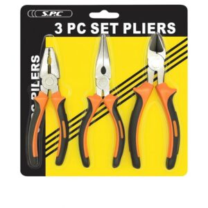Set de 3 Pinzas Profesionales S.P.C | Herramientas resistentes para trabajos eléctricos y mecánicos