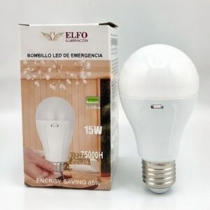 Bombillo LED de Emergencia 15W Recargable | Luz Blanca E27 | Ahorro Energético 85% | Iluminación Continua hasta 75,000 Horas
