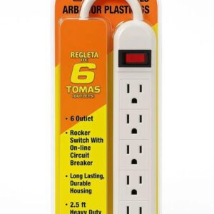 Regleta de 6 Tomas – Heavy Duty | Con Interruptor y Protección.