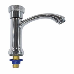 Llave de Agua Cuello Curvo sobre Cubierta | Grifo Cromado para Lavamanos con Perilla Superior