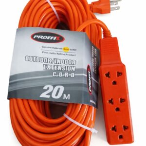 Extensión eléctrica 20 metros con multitoma 4 salidas cable reforzado uso interior y exterior