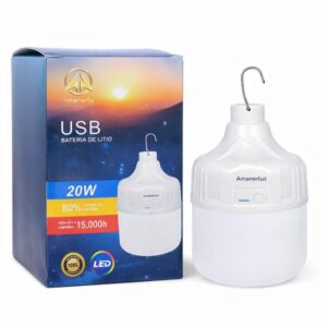 Bombillo LED Recargable 20W con Batería de Litio – Luz de Emergencia