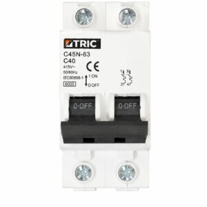 Breaker Doble 40A TRIC C45N-63 | Interruptor Termomagnético Bipolar 415V para Instalaciones Eléctricas