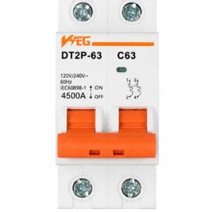 Breaker Doble 63A VEG DT2P-63 | Interruptor Termomagnético Bipolar 120/240V para Protección Eléctrica