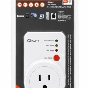 Protector de Voltaje Clever CLM-V755 20A 120V para Refrigerador, Aire Acondicionado y Electrodomésticos