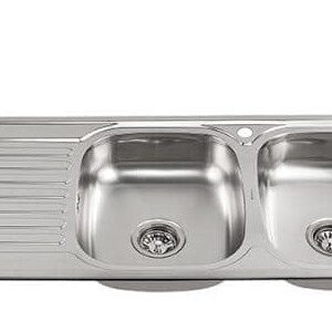 Fregadero de Acero Inoxidable Doble con Escurridor | Lavaplatos de Cocina Resistente y Duradero